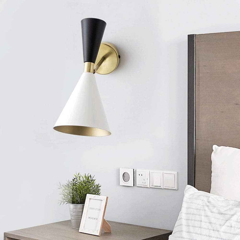Home Decoration Mid Century Modern Wall Lamp Adjustable Arm Industrial Metal Wall Sconce Wall Mount Lighting Fixtures for Kitchen Over Sink Black White Bedside Wall Lamp for Bedroom