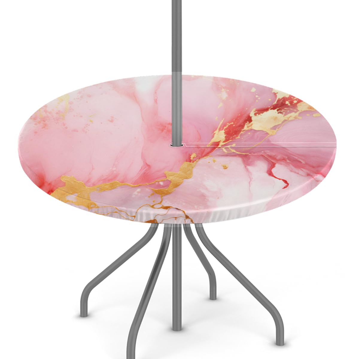 KNEMI Outdoor Round Tablecloth with Umbrella Hole