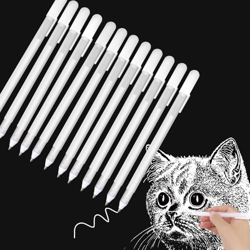 12 Pieza Bolígrafos de Gel Blanco con Punta de 0,8mm Bolígrafos de Gel de Punta Fina Papelería Aprendizaje para Creación de Arte sobre Dibujo Papel Negro Resalte Dibujo Bocetos Ilustraciones Artistas