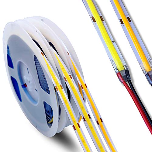Weisuan-Tuodi Dc 12V Premium Cob Led Strip Flexible High Density Chips 90+ Ra White Lights 5M (White Light 6000K, 528 Ledsm) #TOP4