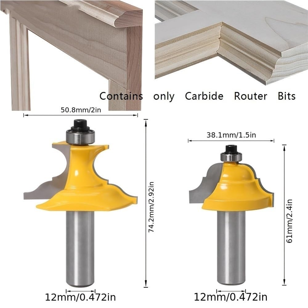 2 Pezzi Fresse Carburo Scanalatura Incisione, Codolo 12Mm, Rifinitura Porta