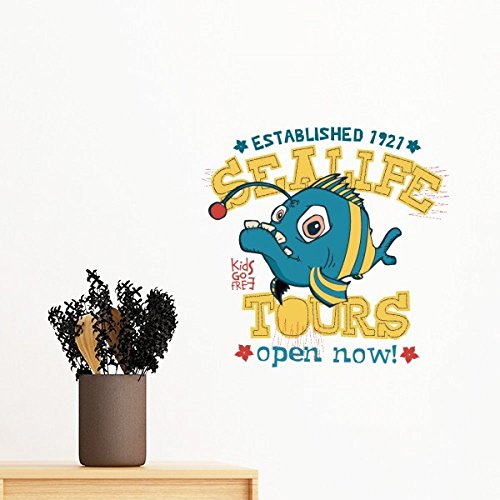Decal decor vinyle bleu jaune poisson pour decoration murale salon - 3