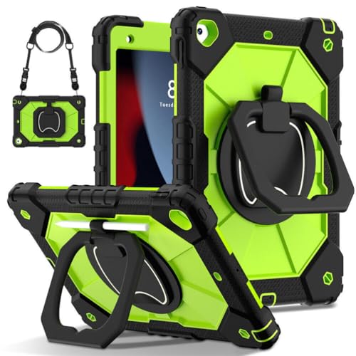 Coque iPad Pro 9.7 (2016) noir et vert rigide silicone avec sangle de support