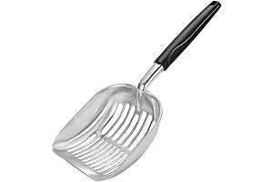 Cat Litter Scoop Metal: Stainless Steel Long Handle Mesh Shovel for Poop Sifting