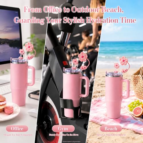 Image of BTYHAOS Straw Covers, Dust Proof Straw Toppers Fit Stanley 30 40oz Tumbler | Reusable Food-Grade Silicone Straw Covers Cap for Most 10mm Reusable Straw