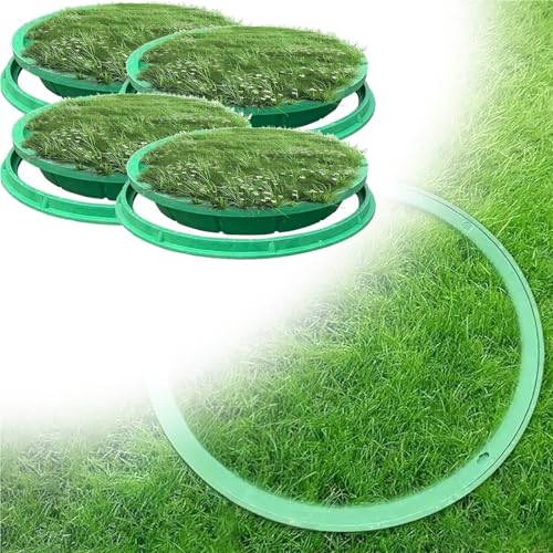 Resina de servicio pesado tapa redonda de pozo cubierta de Sewa oculta para jardines entradas y aceras, juego de 4 piezas de 61 cm de diámetro y resistente a la intemperie.