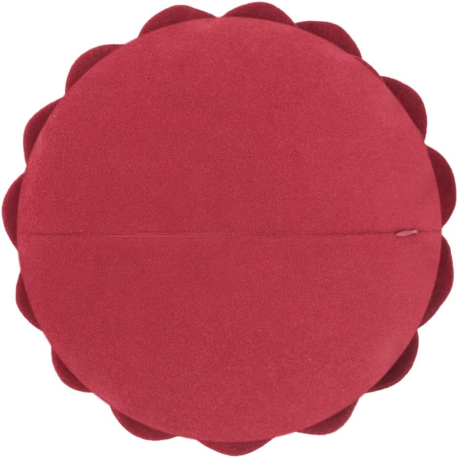 KINGROSE Handmade 3D Flower Decorative Throw Pillow Round Cushion for Bed Living Room Wedding 14 Inches Round Red
