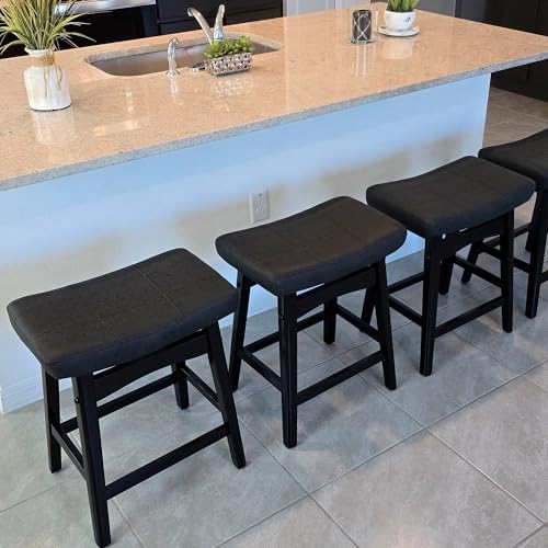 Image of PHI VILLA Counter Height Bar Stools Set of 4, Solid Wood Barstools