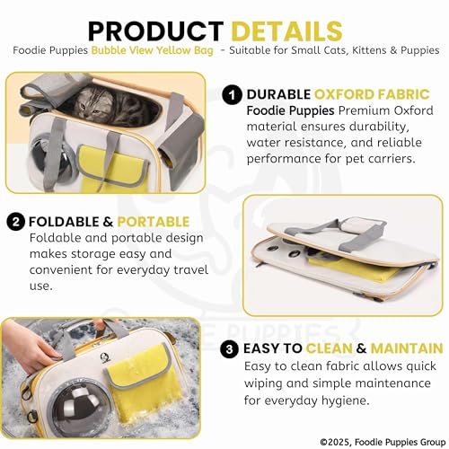 Image of Foodie Puppies Pet Carrier Bag for Cats & Small Dogs (Bubble View), (44 x 28 x 28cm) | Lightweight Travel Tote with Pocket, Breathable Mesh Panels & Airline-Approved Design | Suitable for Small Pets