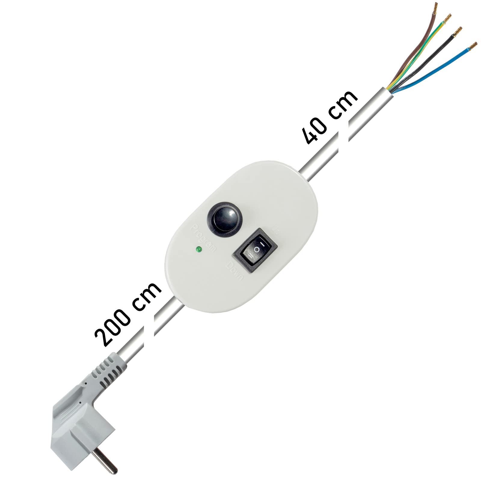 Inovatec Câble auxiliaire de réglage INO-MEK-1 pour moteurs de volets roulants mécaniques, 4 fils, compatible avec les moteurs tubulaires mécaniques de tous les fabricants.