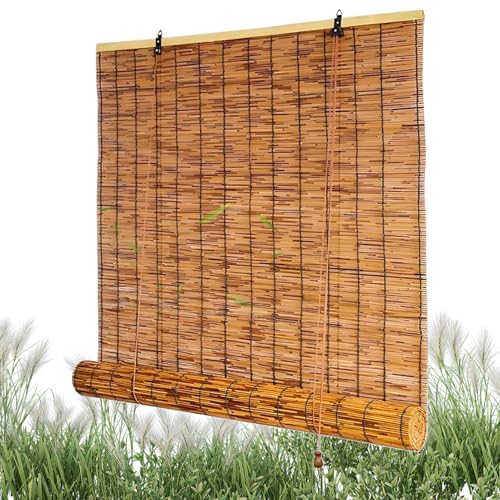 ZAJENKUB Enrollables de Bambú para Exteriores, Estores de Bambú Natural, Parasoles Opacos para Interiores Fáciles de Instalar 30 35 50 150 160 170 180cm para Cenadores, Patios Terrazas