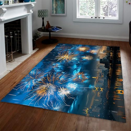 Tapis antidérapant lavable feux d'artifice grand format - 3
