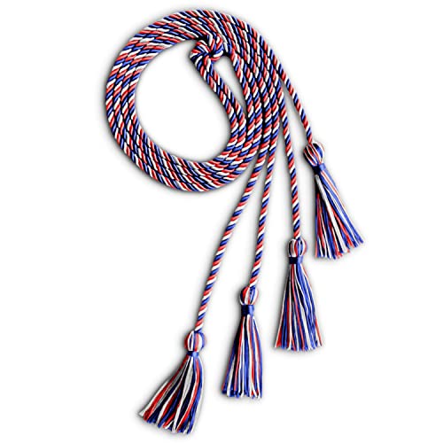 Image of Endea Graduation Double Honor Cord Three-Color (Royal Blue /Red /White)