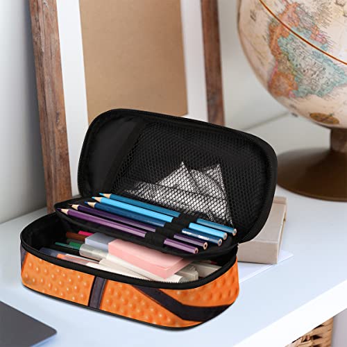 Image of Pardick Basketball Big Capacity Pencil Pen Case Basketball Sport Large Pencil Pouch with Zipper Compartments Pencil Bag for Boys Girls Adults Student Office School Supplies