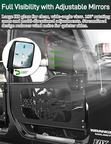 Image of JROAD Jeep Wrangler JK Summer Tubular Half Doors Fit For 2007-2018 Jeep Wrangler JK Unlimited 4-Door Soldier Pattern Front & Rear Tube Doors With Side View Mirror