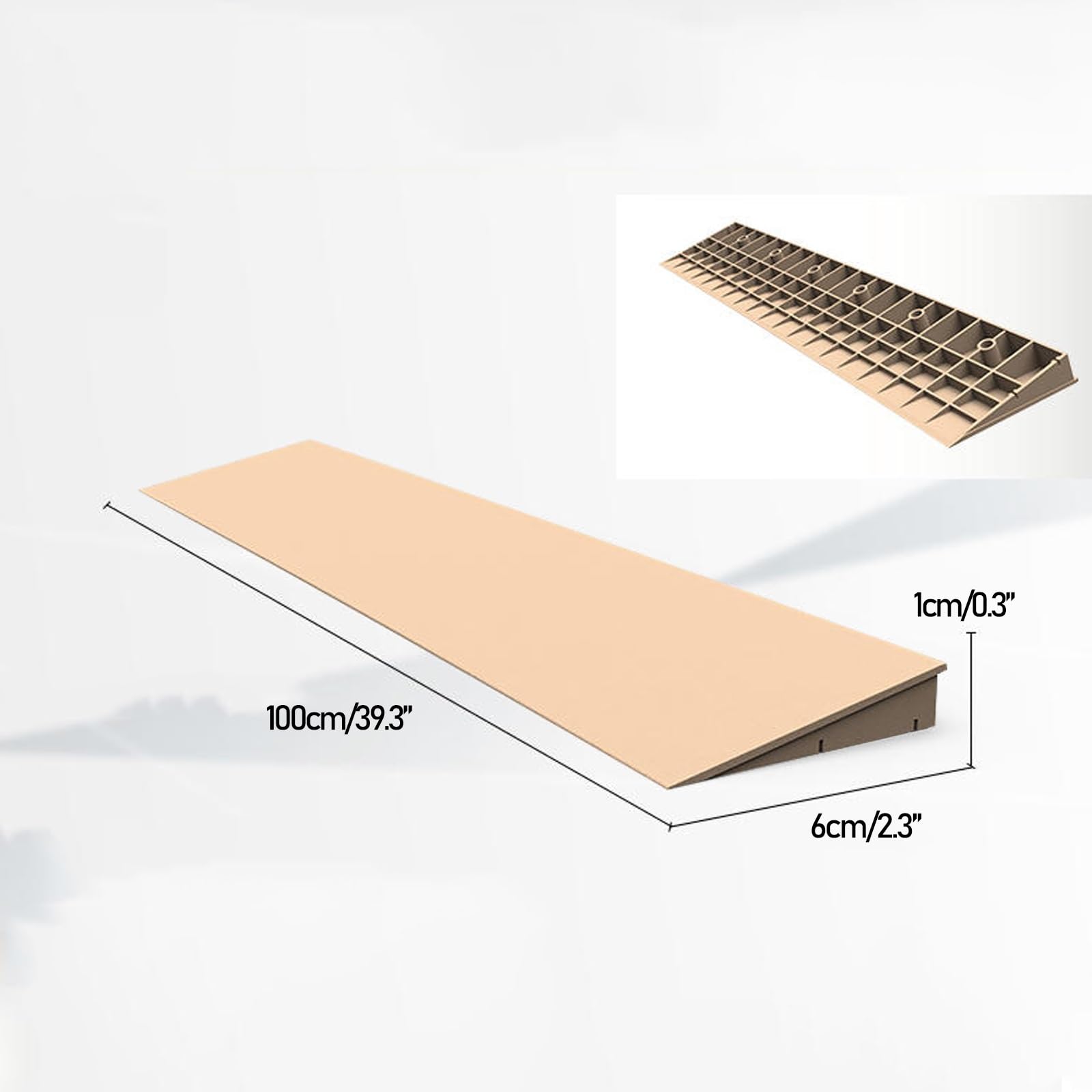 WRYSQBHJYB Threshold Ramp, Wheelchair Ramps for Home Steps, Curb Ramp for Transition Doorways Curbs Garages, Portable Ramp for Wheelchairs, Trolleys, Bicycles(Beige,1cm/0.3in)