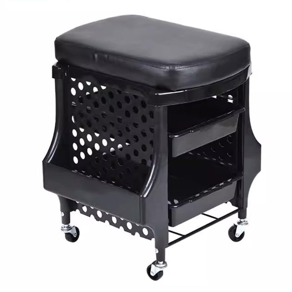 Carrello Per Spa Per Piedi Di Bellezza, Carrello Per Pedicure Con Poggiapiedi E Cassetto Portaoggetti A 2 Livelli, Poggiapiedi Per Manicure Domestico Con Ruote Per Uso Domestico,Nero