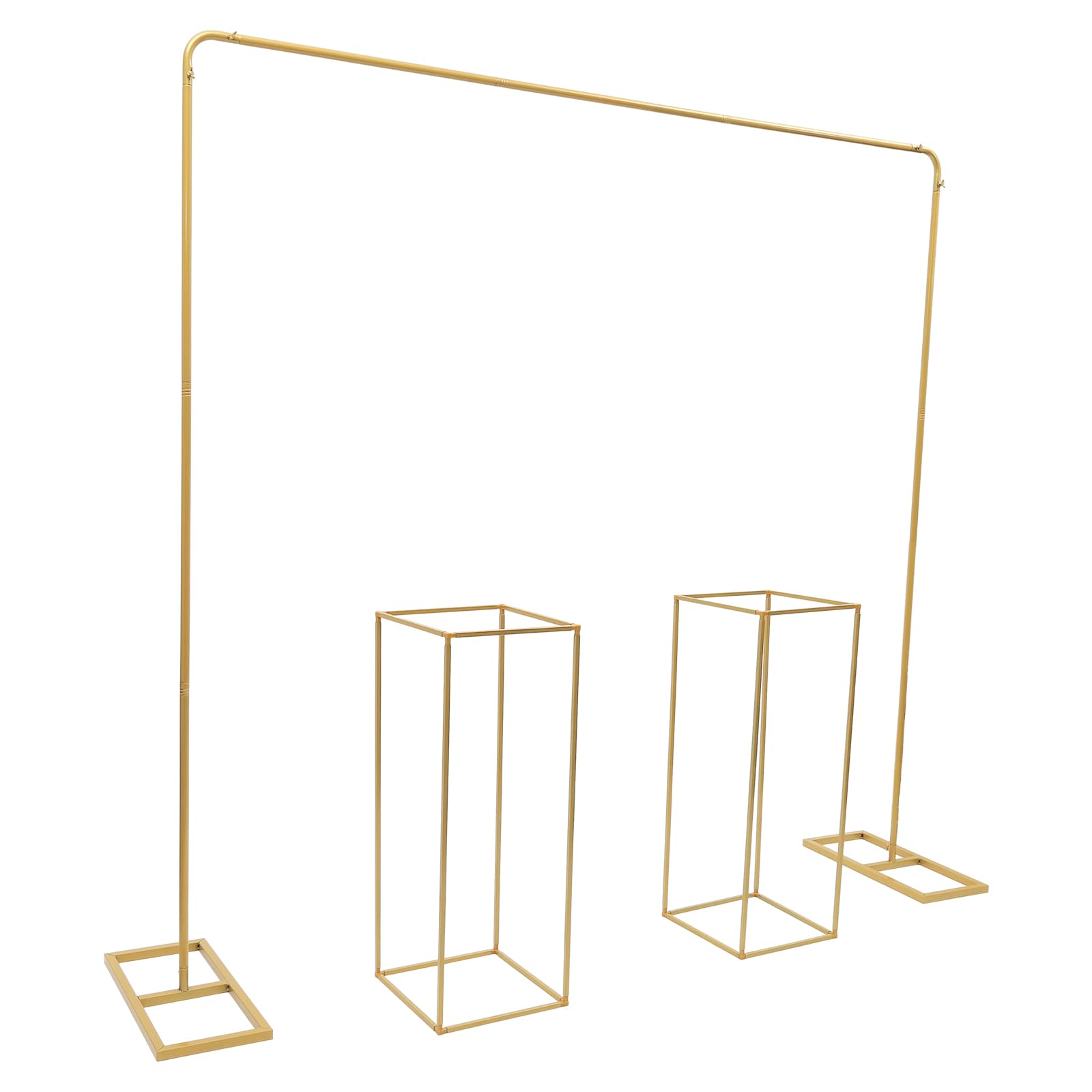 Hintergrundständer-Set 2x2 m, Blumenständer 80 cm, Gold, Stahl | Einbrennlackiert, 8 kg belastbar, werkzeuglose Steckmontage, breite Basis 50x23 cm, abgerundete Kanten