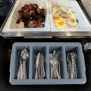 4 Compartment Plastic Cutlery Bin Set of 4 Commercial Silverware Bin Organizer Gray