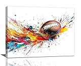 Banksy Football Wall Art Colorful Rugby Sport Wall Decor Football Rugby Sports Pictures Street Graffiti Canvas Print Painting Artwork for Gym Living Room Bedroom 12'x16'
