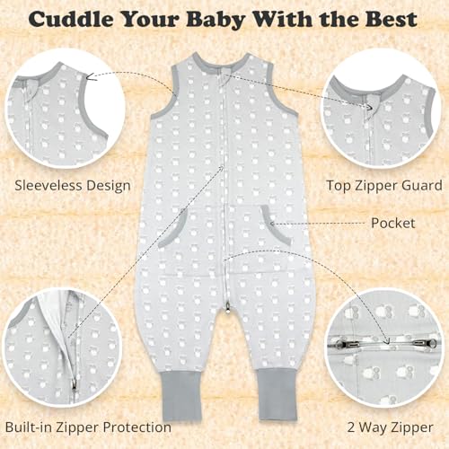 Image of Toddler Sleep Sacks for 2t-3t, 1 Pack Baby Wearable Blanket with Feet, Sleeveless Breathable Sleep Sacks for Baby Boys and Girls