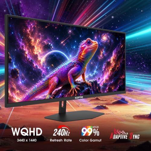 Image of Sceptre New 34-inch Prime Gaming Monitor 3440 x 1440 up to 240Hz 1ms 100% sRGB DisplayPort x2 HDMI x2 Build-in Speakers, Machine Black 2027 (E345B-QU240T Series)