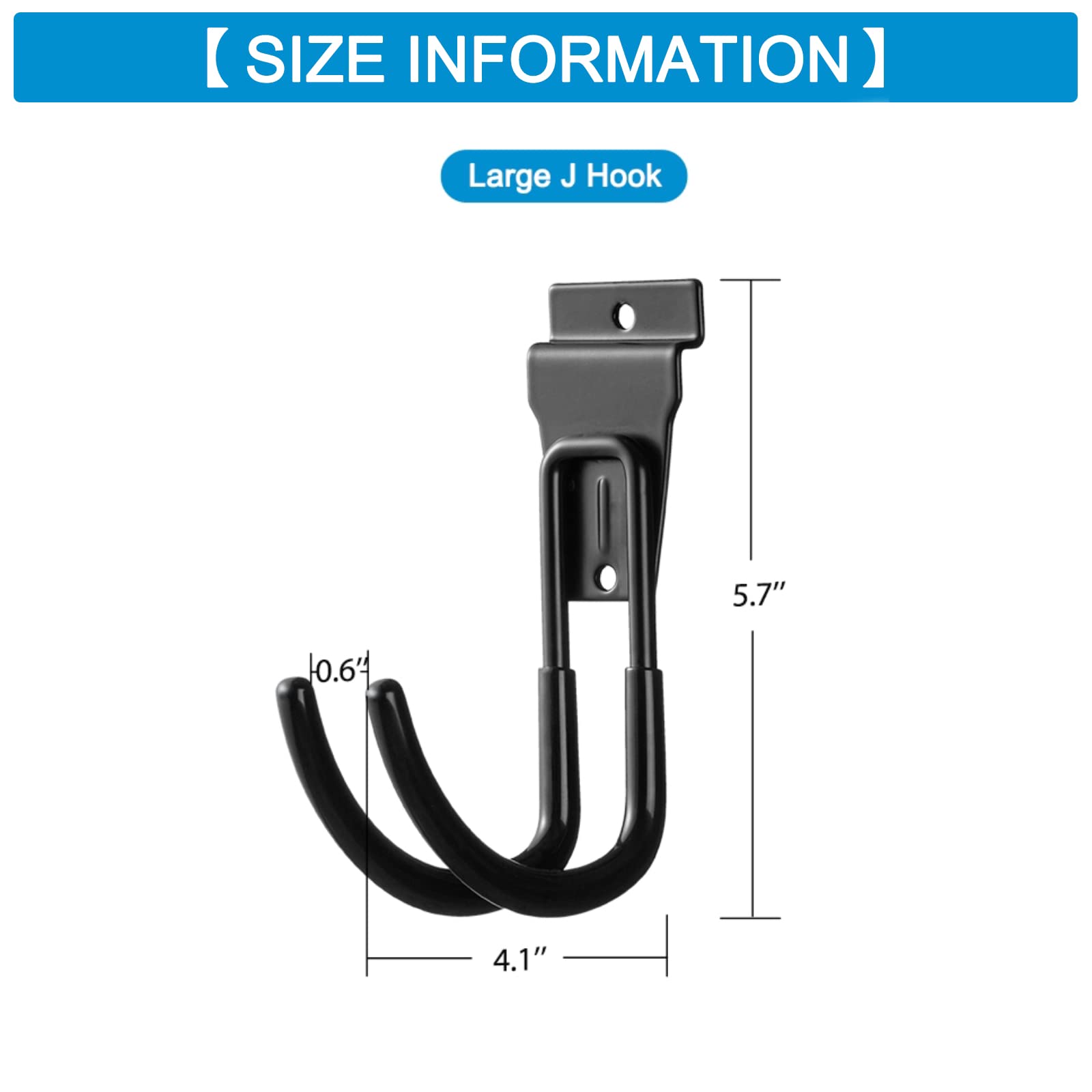 PYBTOOL Large J Slatwall Hooks Heavy Duty, Slatwall Accessory, Slat Wall Hanging Hooks - Image 3