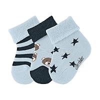 Sterntaler Baby - Jungen Baby- 3er-pack Socken , Blau (Bleu 313), 14