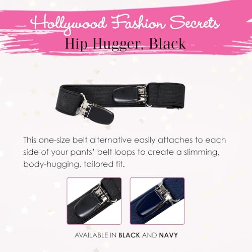 Hollywood Fashion Secrets Hip Hugger, Black, Elastic Belt Alternative, One Size3