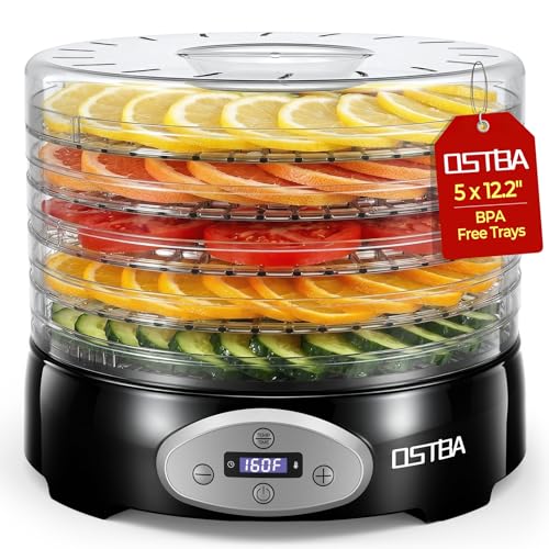 Image of OSTBA Food Dehydrator, 5 BPA-Free 12.2 inch Trays, Adjustable Temp 95-160℉, 48H Timer, 420W Food Dryer for Fruits, Veggies, Jerky, Herbs, Home Use, BPA-Free