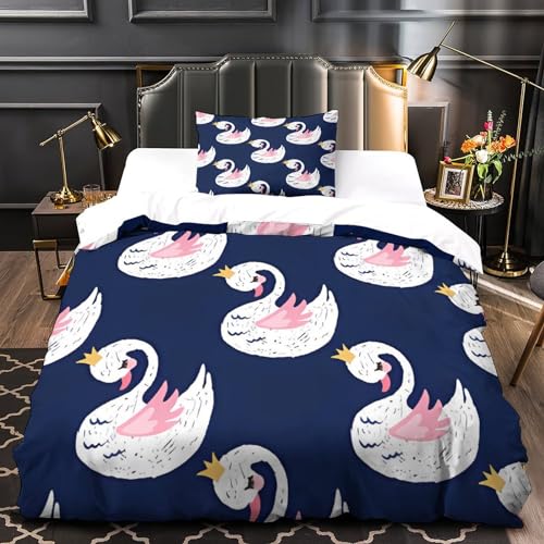 Housse de couette microfibre de qualité supérieure motif cygne 3d - 4