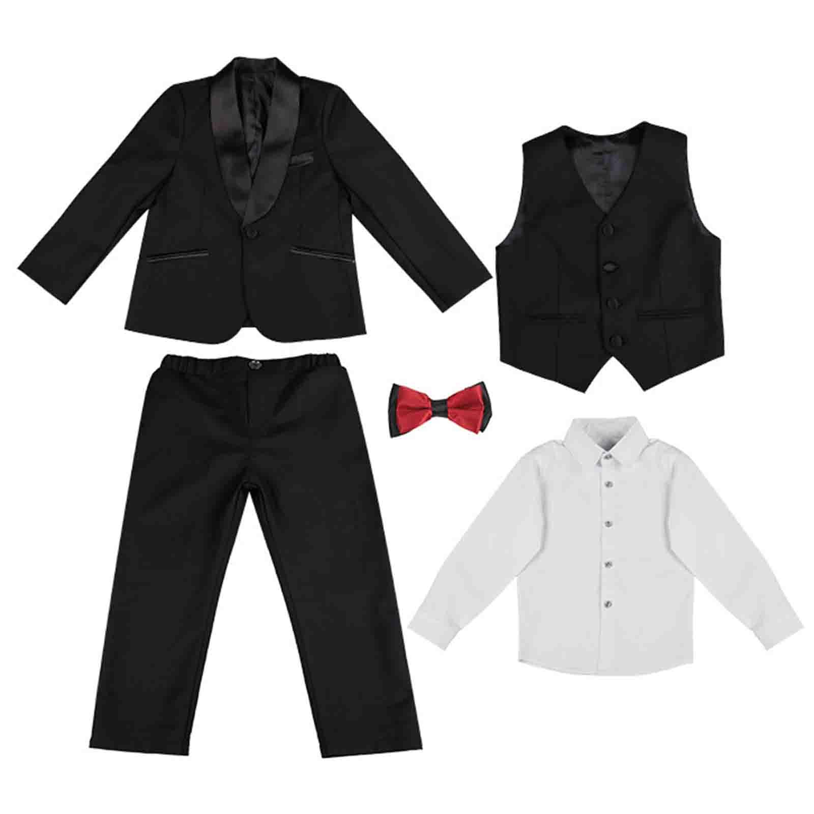 Outfit Einschulung Junge, Kinder Kleinkind Baby Jungen Frühling Sommer Baumwolle Langarm Hemd Hosen Mantel Weste Solide 5PC Kleidung