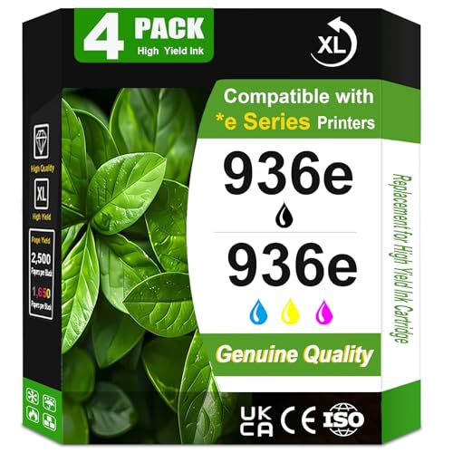 Image of 4 Pack 936 936e High Yield Ink Cartridge Use for OfficeJet 9122e OfficeJet Pro 9110b 9125e 9128e 9130b 9135e OfficeJet Pro Wide Format 9730e Printers (4S6V6LN 4S6V3LN 4S6V4LN 4S6V5LN)