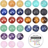 100Pcs Natural Crystal Beads Stone Gemstone Round Loose Energy Healing Beads with Free Crystal Stretch Cord for Jewelry Making (Mixed Colors A, 6MM)