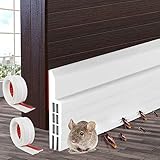 Burlete Puerta Entrada, HAOYUNLAI 2 Piezas Burlete Bajo Puerta Autoadhesivo, Silicona Tira de Sellado para Puertas Exteriores, Burletes para Puertas contra Corriente de Aire Antipolvo Agua (Blanco)
