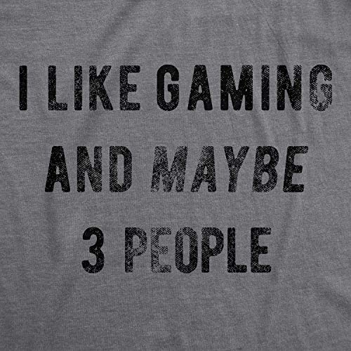 Crazy Dog T-Shirts Mens I Like Gaming and Maybe 3 People T Shirt Funny Video Gamer Gift Cool Gaming (Dark Heather Grey) - XL