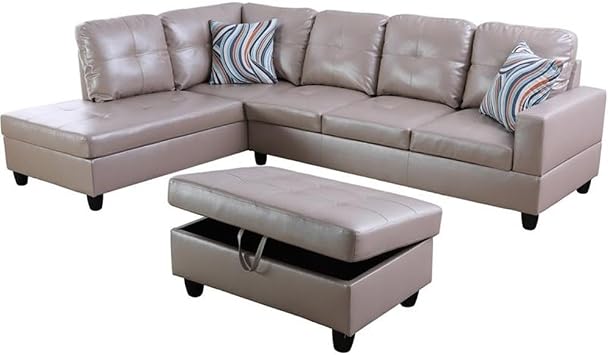 Lifestyle Furniture Lemonda Left-Facing Sectional & Ottoman