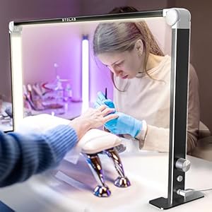 STOLAS Portable Desk Lamp for Nail Tech, 3 Color Temperature, 4000-6000K Brightness Adjustable LED Nail Light for Desk, Nail Tech Lamp for Manicure, Tattoo, Model Buiding, Crafting