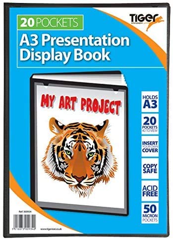 Tiger Präsentationsmappe, A3, Schwarz, mit 20 Taschen (40 Views Saver), 12 Stück (20% )