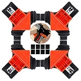 4PCS Angle Clamp 90° Right Angle Clamp Single Handle Corner Clamp with Multifunctional Adjustable Sw