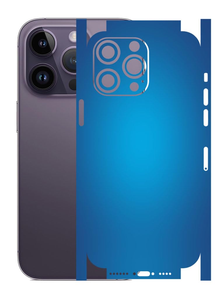 AtOdds - Full Body Back Screen Guard Protector Film - Lamination Wrap Skin Sticker for iPhone 14 Pro Max | Scratchproof Matte Finish (Design - Aqua Blue)-image-48