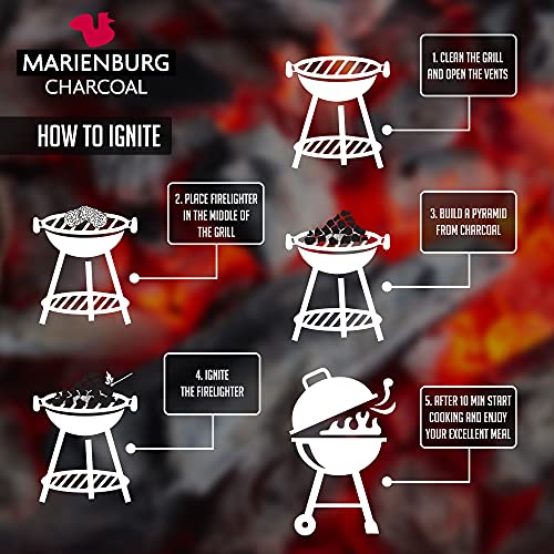 Marienburg Organic Lumpwood Charcoal Bbq - Sustainable, Smokeless, Odorless, Ready In 15 Minutes!, 95% 5-20Cm Pieces 30L Bag - Effortless Ignition - Restaurant Grade Charcoal Quality! (2 X 30L) - 6