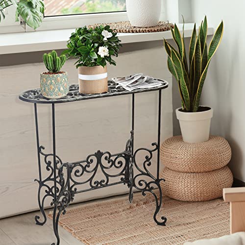 Sungmor Heavy Duty Cast Iron Potted Plant Stand Garden Table - 22.6In. 1 Tier Metal Stands - Decorative & Vintage Style Indoor Outdoor Corner Shelf For Planters Vases Lanterns Ornaments Books And More #TOP5