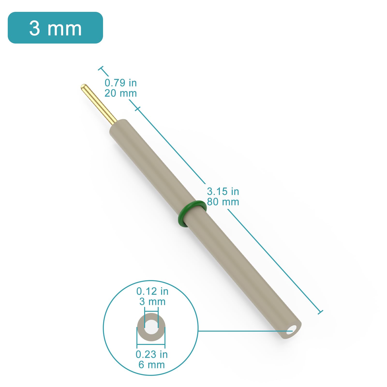 stonylab Gerade Platin Scheibenelektrode mit PEEK Gehäuse, 3 mm Durchmesser 99,99% Reinheit, GDMS Geprüft Hochpräzise Elektrochemische Elektrode für das Labor