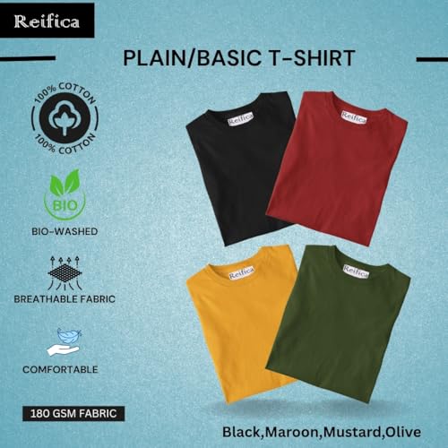 Image of Reifica Women's Plain Half Sleeve T-Shirt Combo Pack of 4