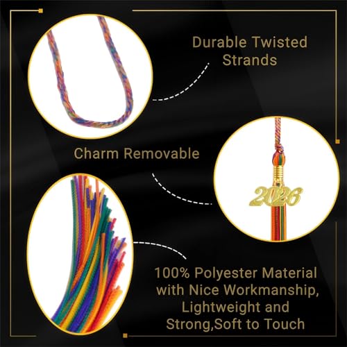Image of 2026 Tassel Graduation,Rainbow Tassel 2026 for Grad Cap and Graduation Ceremony Accessory Decoration