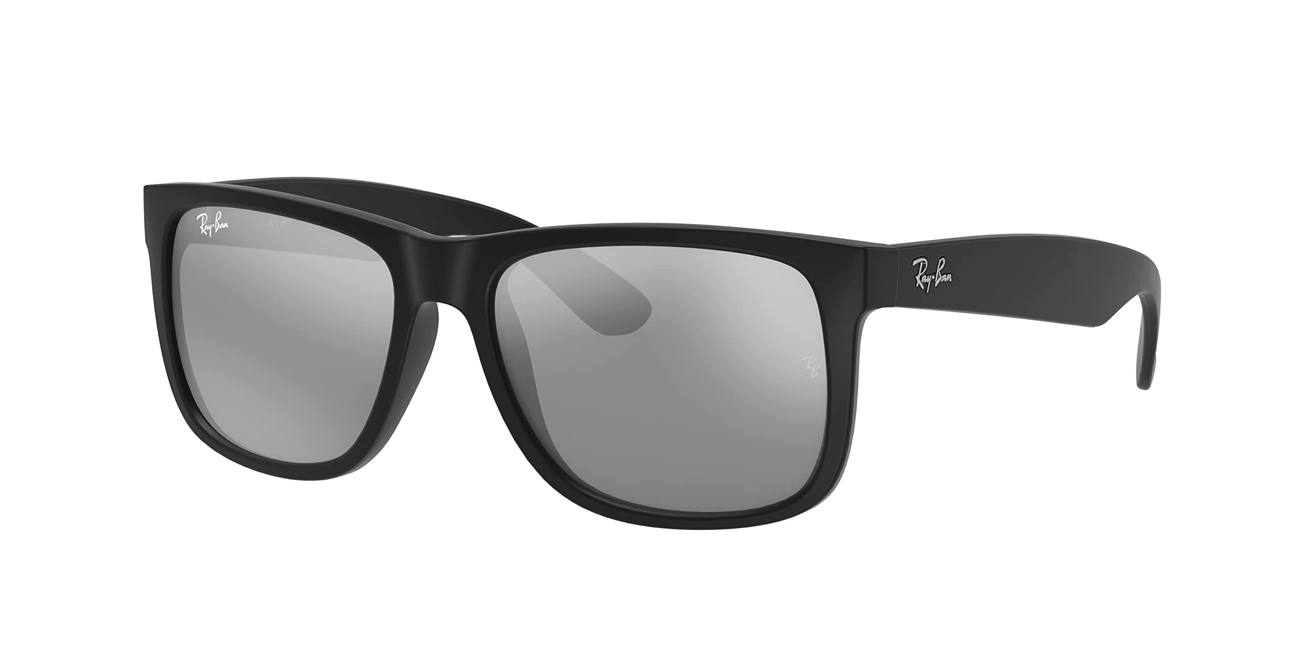 Ray-Ban RB4165 Sunglasses Bundle: RB 4165 622/6G Justin Rubber Black Grey Mirro and Eyewear Cleaning Kit