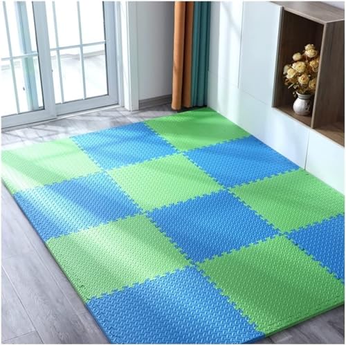 Image of Puzzle Flooring || Kids Interlocking Play mat || Baby Play Mat || Play mats for Kids || 12 MM Thick (4 Tiles - 16 Square Feet, Blue Green)