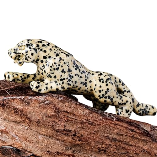Gcroet 1 Stück Geparden-Statue, Tierfiguren, gefleckter Stein-Leoparden-Dekor für das Heimbüro, Wildtier-Leoparden-Statuen-Skulptur-Kollektion.