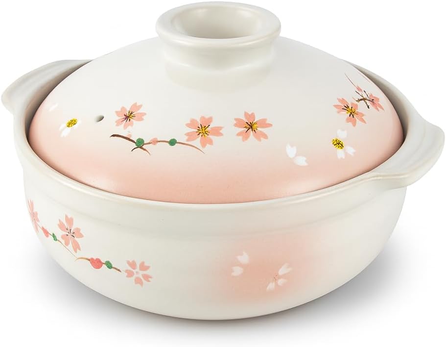 JapanBargain, Clay Pot for Cooking Japanese Donabe Hot Pot Casserole Korean Earthenware Pot with Lid, Serving 3-4 People, 9.25 inch